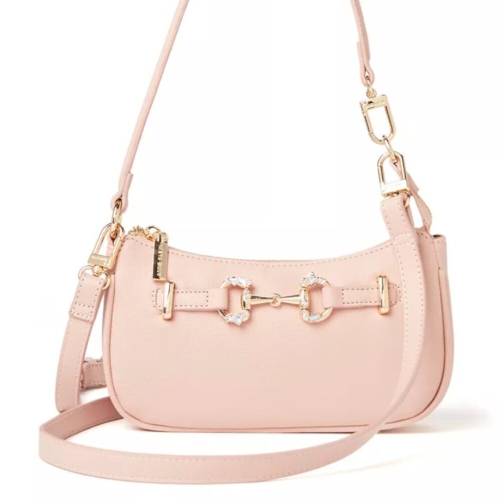 Anne Klein Crystal NWT Blush Rose Horsebit Pouchette